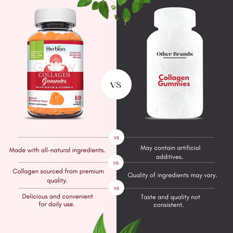 Herbion Collagen Gummies are made with all-natural ingredients, sourced from premium quality, and has delicious natural strawberry flavor