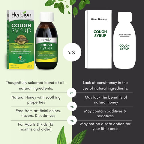 Herbion Cough Syrup with Honey provides a natural alternative safe for adults and children