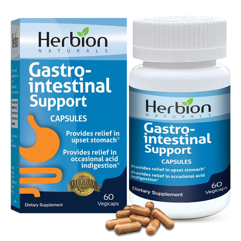 Herbion Gastro-intestinal Support Capsules is a unique blend of over 10 herbs to support optimal gut health. 