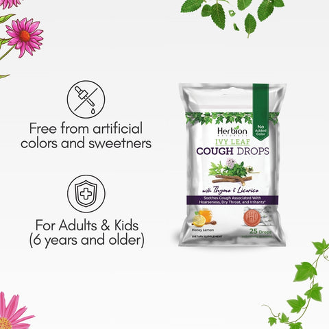 Herbion Naturals Ivy Leaf Cough Drops: Free from Artificial Colors and Sweeteners, For Adults and Kids (6 Years+)