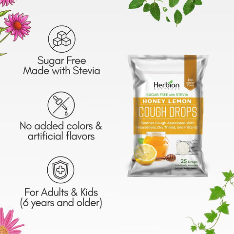 Herbion Sugar Free Cough Drops: Sweetened with Stevia, No Added Colors or Artificial Flavors, For Adults and Kids (6 Years+)
