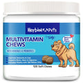 A bottle of Herbion Multivitamin Chews for dogs with minerals, vitamins, and probiotics for dog's immunity, brain, and heart health 