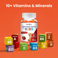 Herbion Multivitamin Gummies for Kids contains Vitamin A, Vitamin B6, Vitamin B9, Vitamin B12, Vitamin C, Vitamin D3, Biotin D, Vitamin E, Zinc, and more